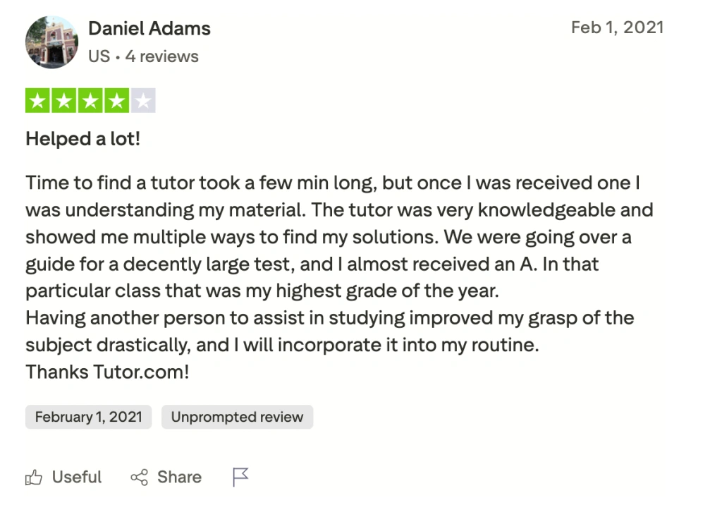 Tutor.com reviews: Benefits