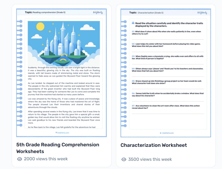 Use Brighterly reading worksheets for help