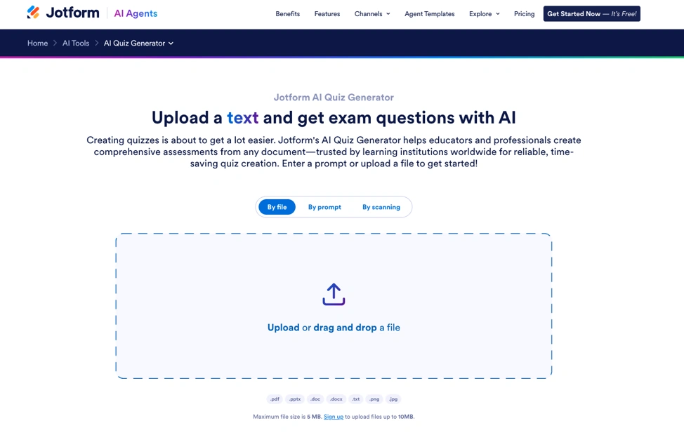 Jotform AI Quiz Generator