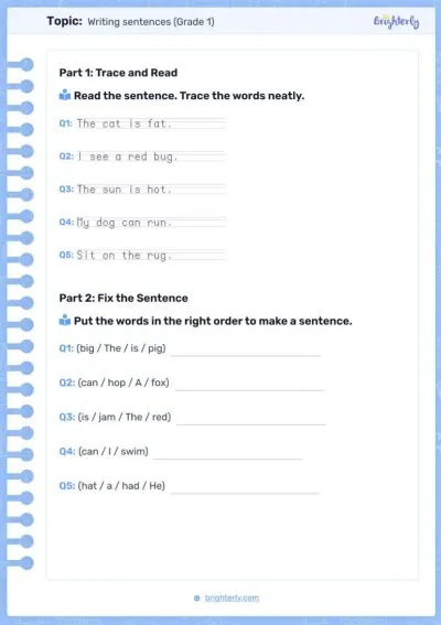 Sentence Writing Worksheets PDF