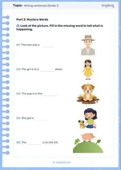 Sentence Writing Worksheets