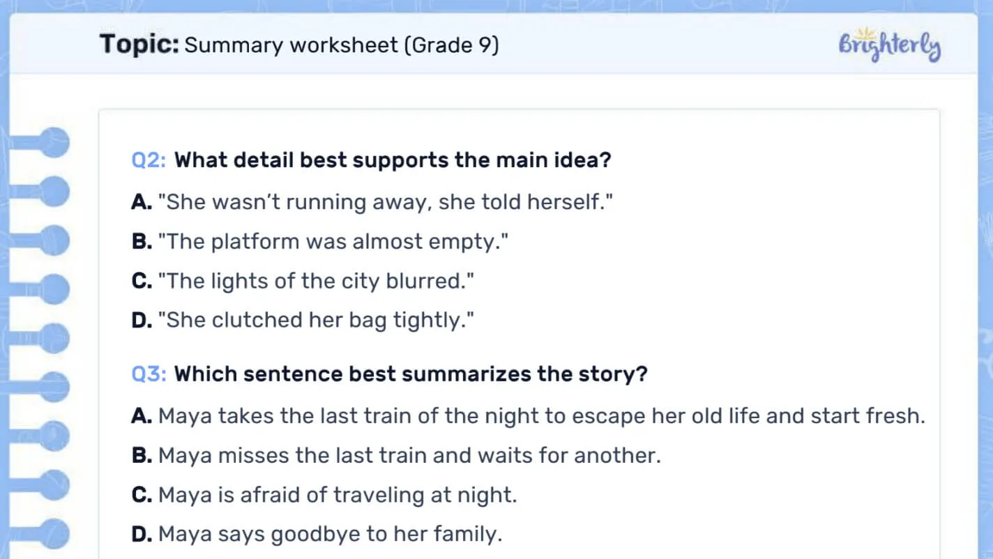 Mastering summarizing in reading with worksheets
