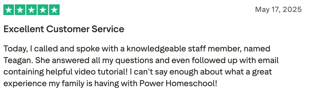 Power Homeschool Customer Support 