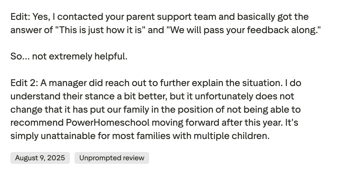 Power Homeschool Customer Support 