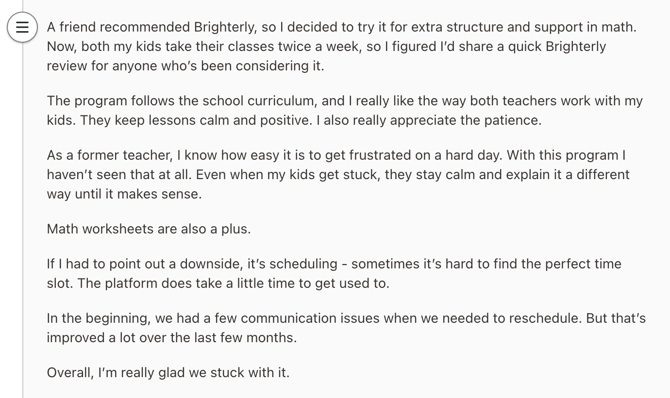 Brighterly Reviews