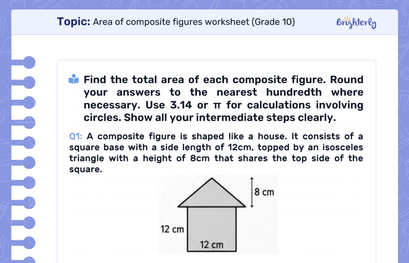 Download Area of Composite Figures Worksheet PDFs