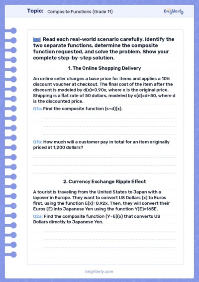 Composite Functions Worksheets