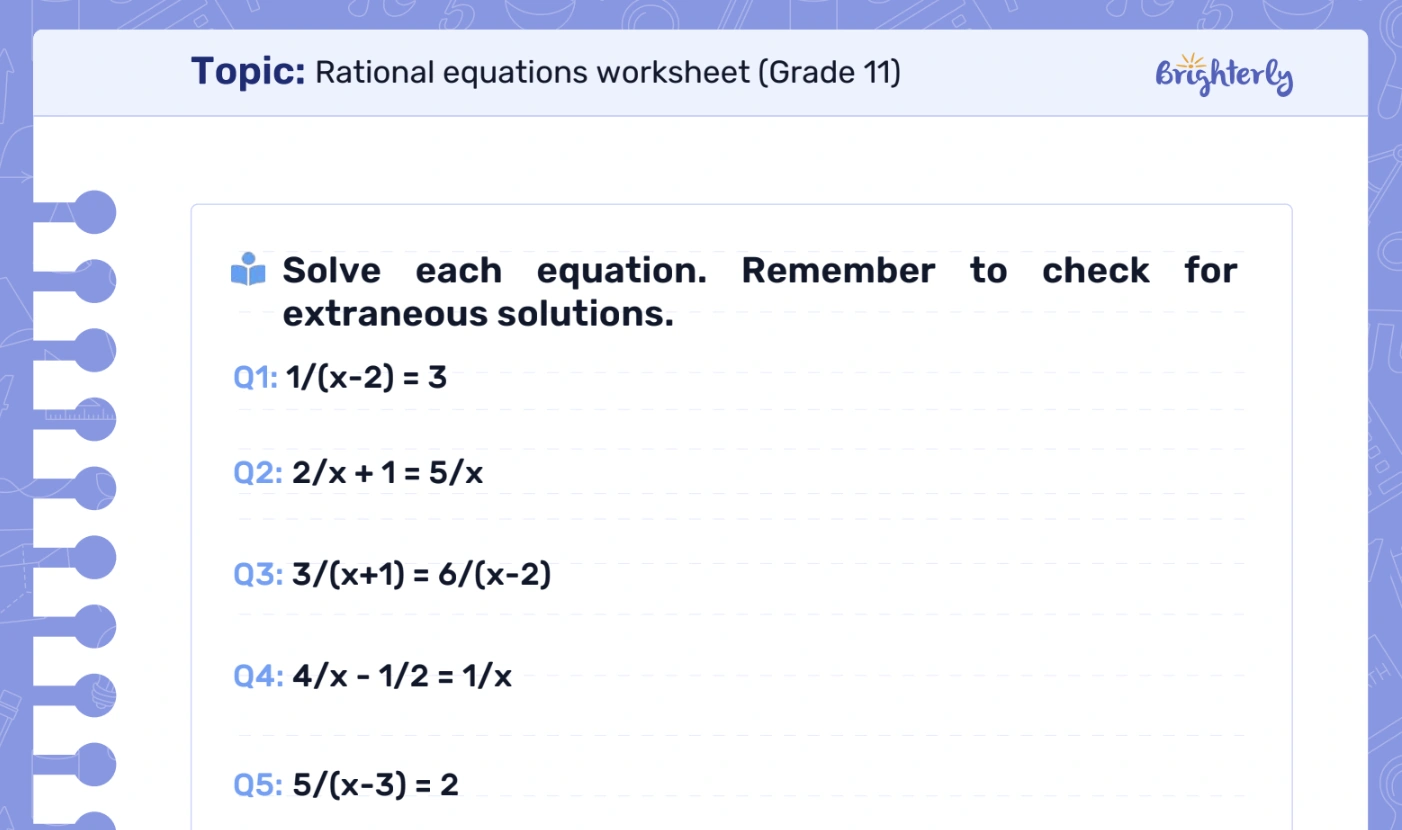 Download Rational Equations Worksheet PDFs