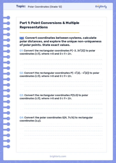 Polar Coordinates Worksheets