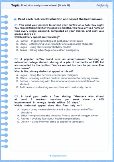 Rhetorical Analysis Worksheets