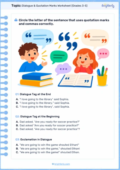 Dialogue & Quotation Marks Worksheet (Grades 3-5)