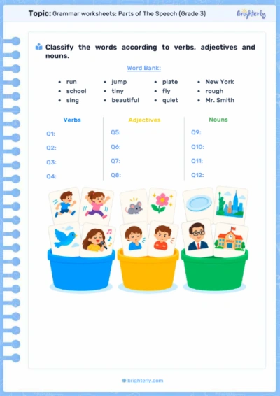 Grammar worksheets Parts of the speech